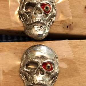 Red Eye Skull Pendant - Sterling Silver
